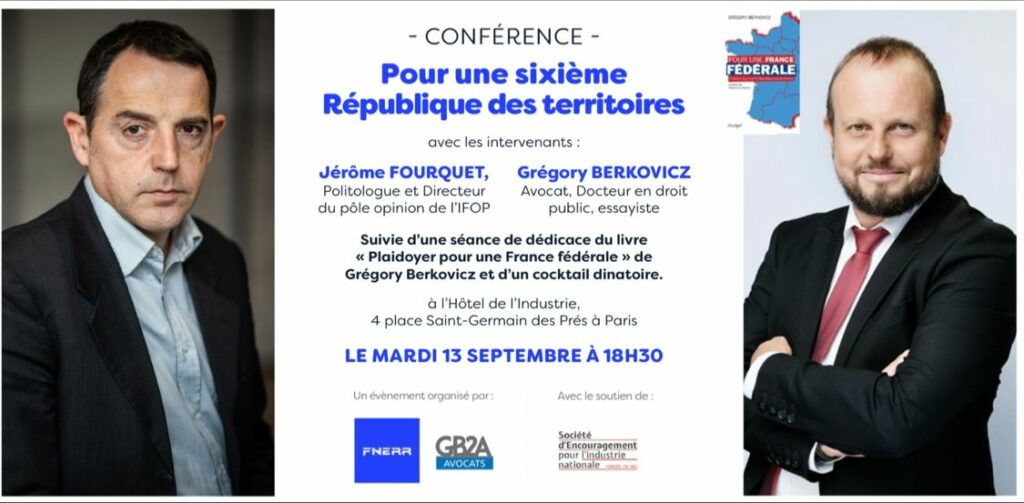 Conférence : Pour une sixième République des territoires le 13/09 à 18h30
