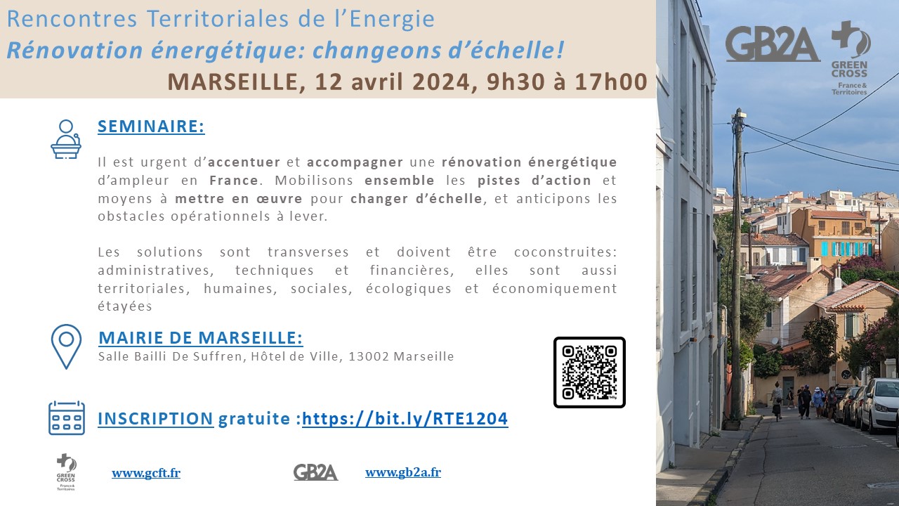 Participez aux Rencontres territoriales de l'énergie à Marseille le 12 avril 2024. Rénovation énergétique : changeons d'échelle !